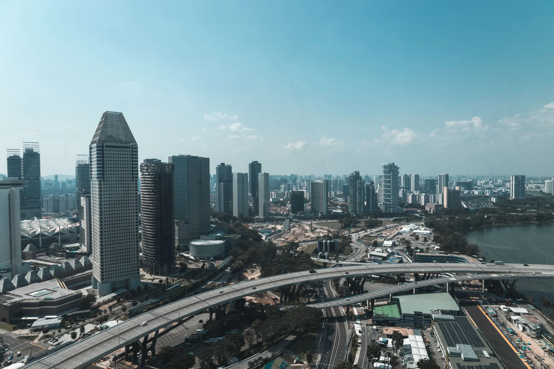 Singapore skyline and transport infrastructure